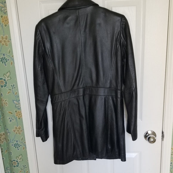 Classic Mid Length Black Leather Jacket - Picture 4 of 5
